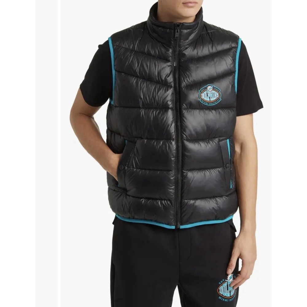 Miami Dolphins HUGO BOSS NFL Recycled Polyamide Puffer Vest Jacket Men (X Large)